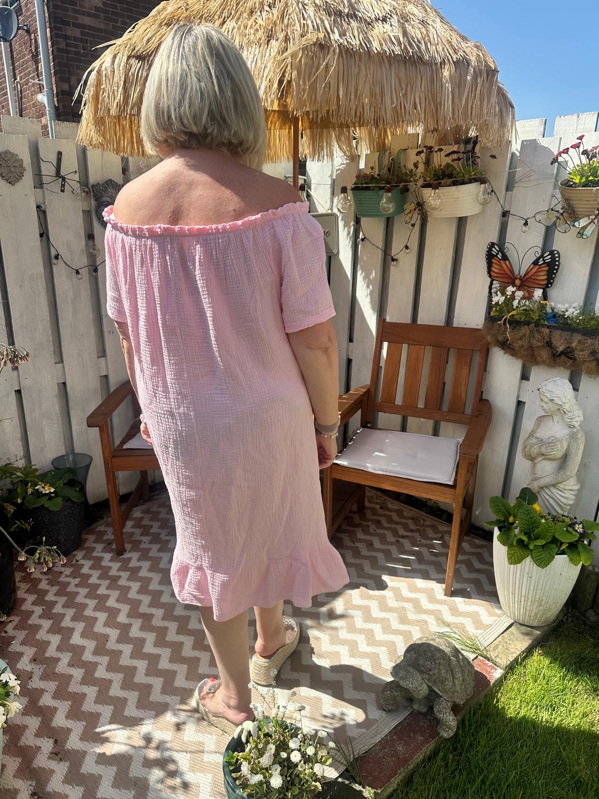 Grace Italian Bardot Frill Hem Dress