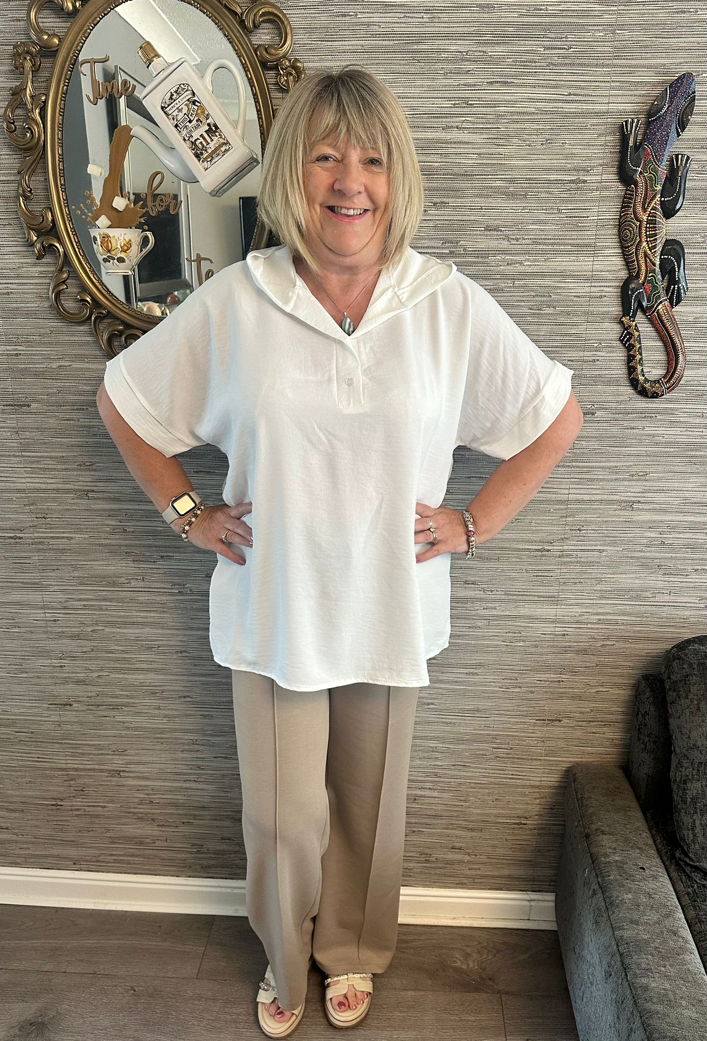 Emma Elasticated Waist Drawstring Wide Leg Trousers