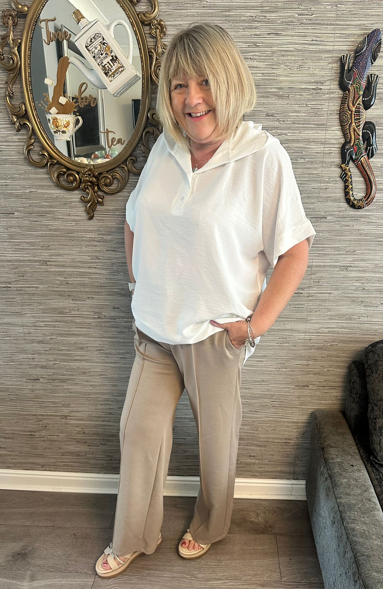 Emma Elasticated Waist Drawstring Wide Leg Trousers