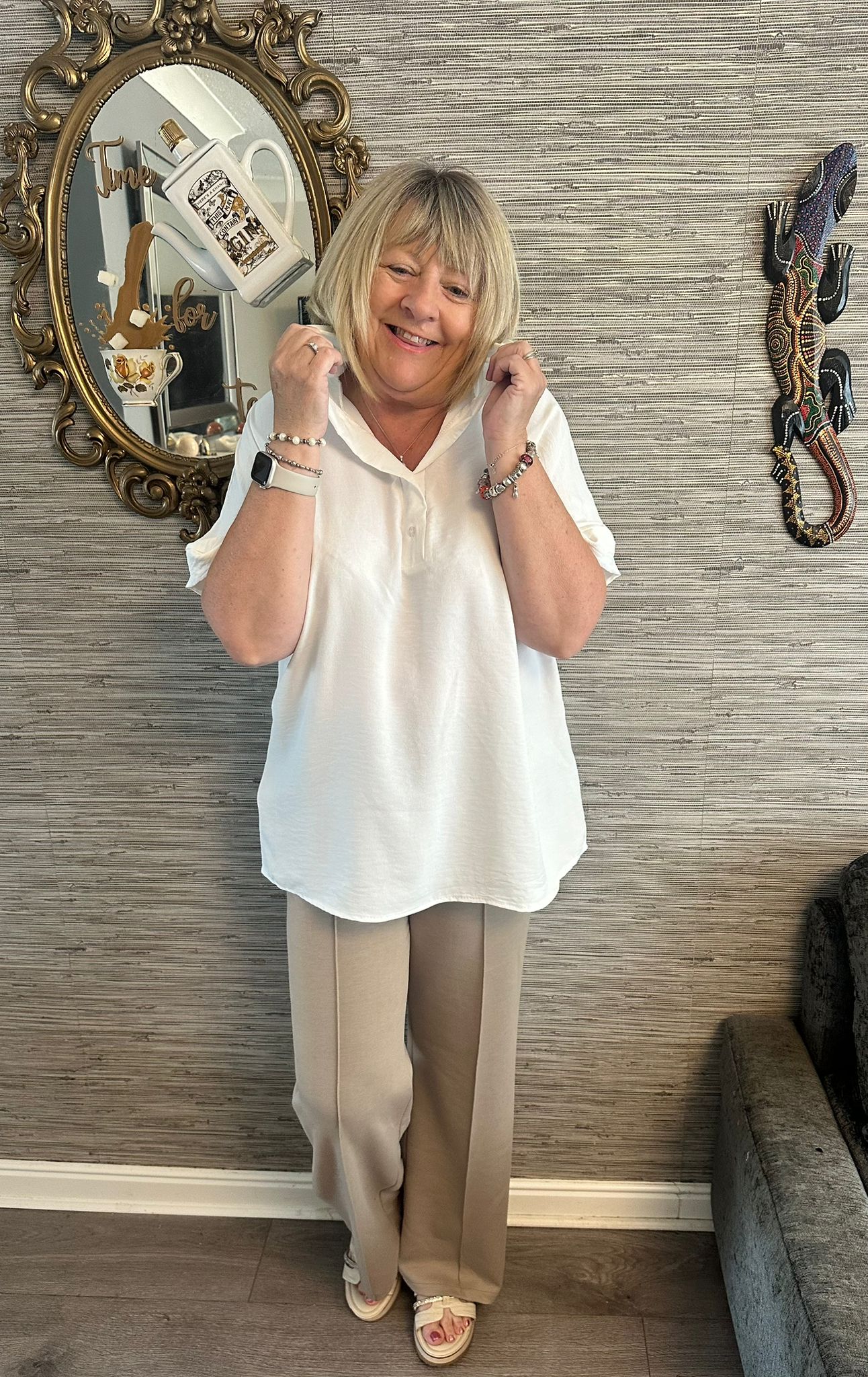 Emma Elasticated Waist Drawstring Wide Leg Trousers