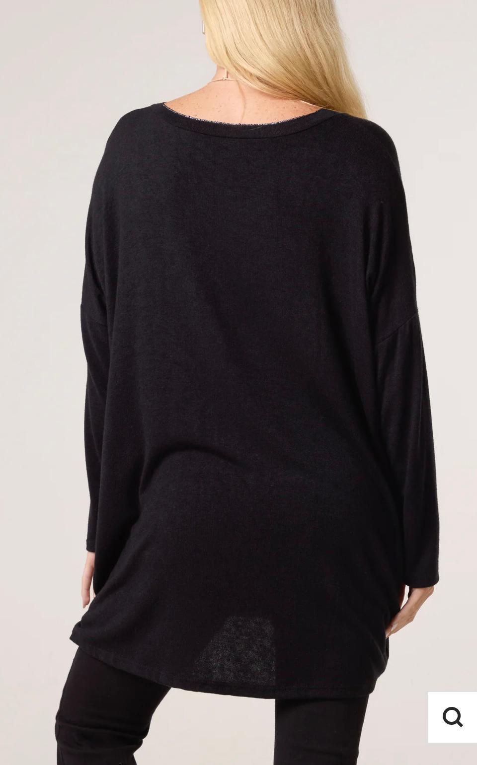 Lexi Lurex Stitch Soft Knit Necklace Top