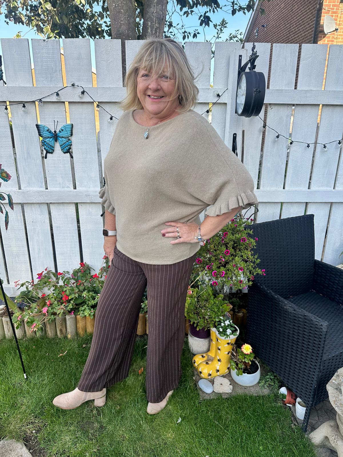Sadie Stripe Detail Wide Leg Curvy Trousers