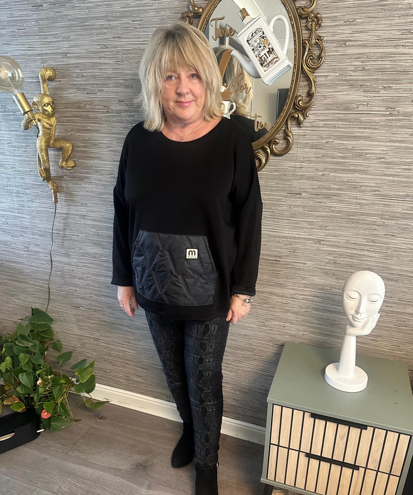 Becky Quilted Pocket Italian Sweatshirt