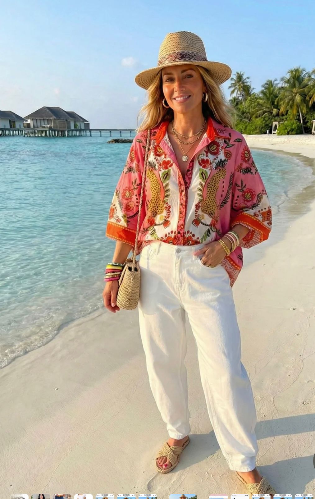 Tina Tropical Print Oversized Shirt