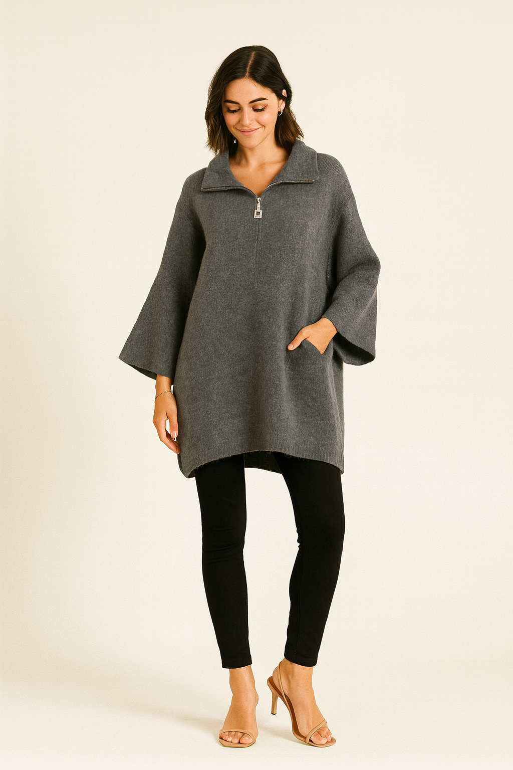 Katie Oversized Soft Touch Quarter Zip Jumper