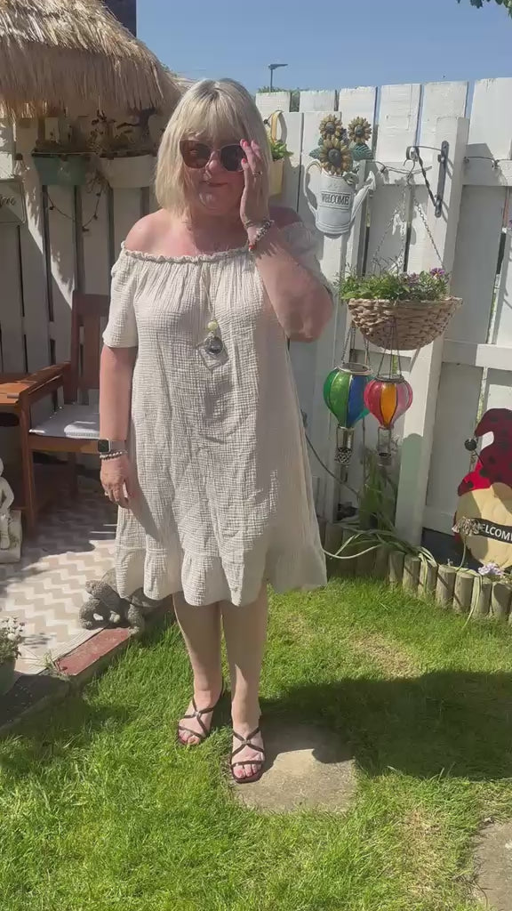 Grace Italian Bardot Frill Hem Dress