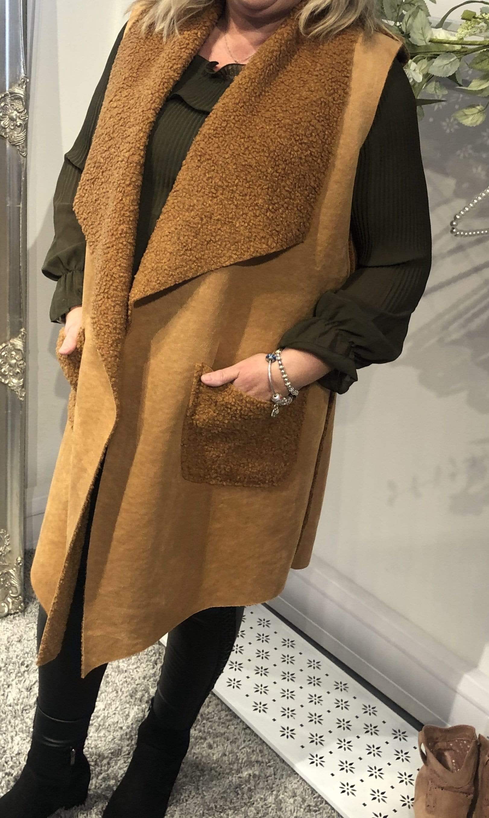 Tanya Suede Feel Waterfall Waistcoat - LB Clothing