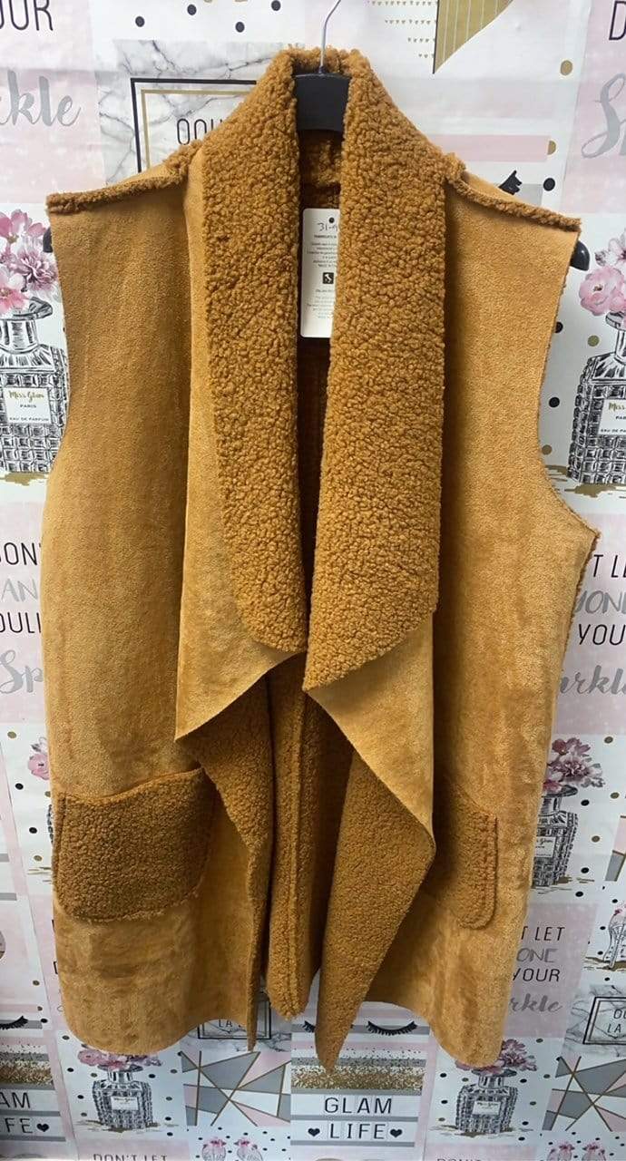 Tanya Suede Feel Waterfall Waistcoat - LB Clothing