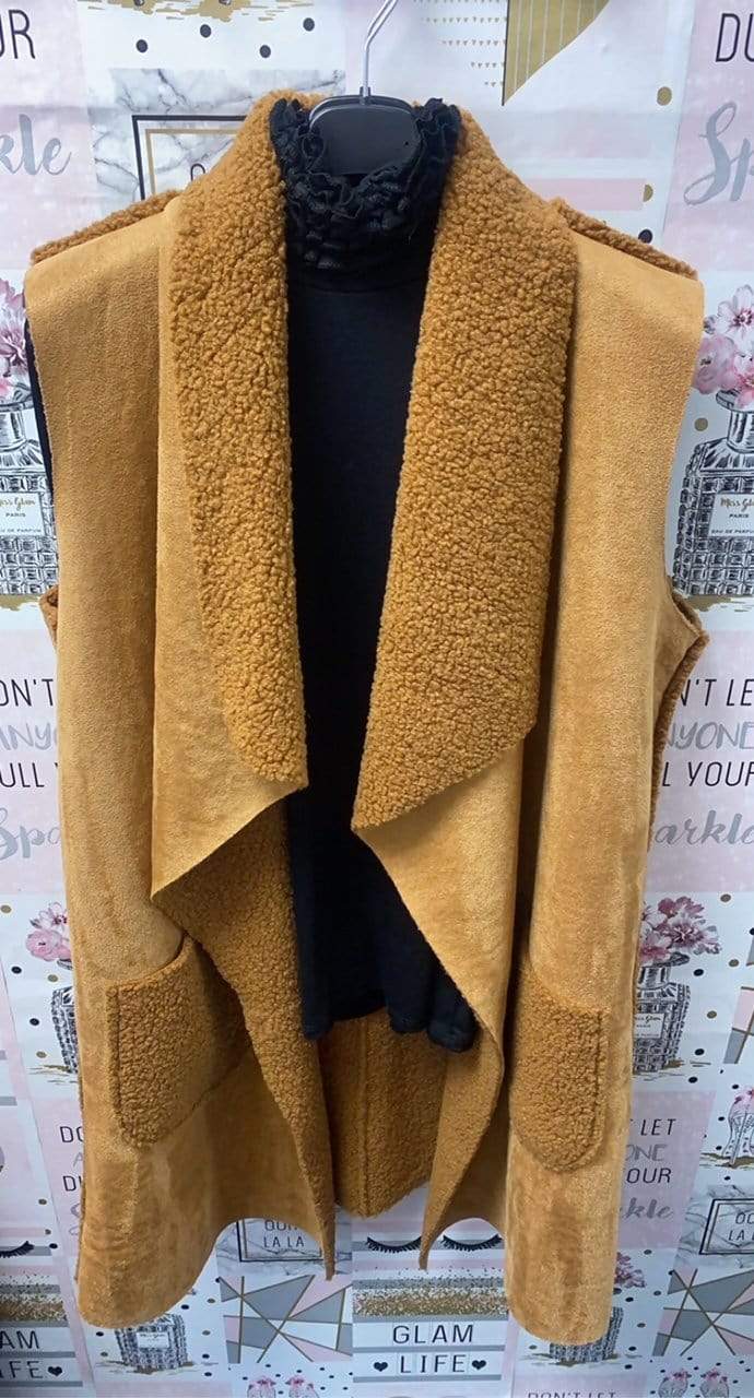 Tanya Suede Feel Waterfall Waistcoat - LB Clothing